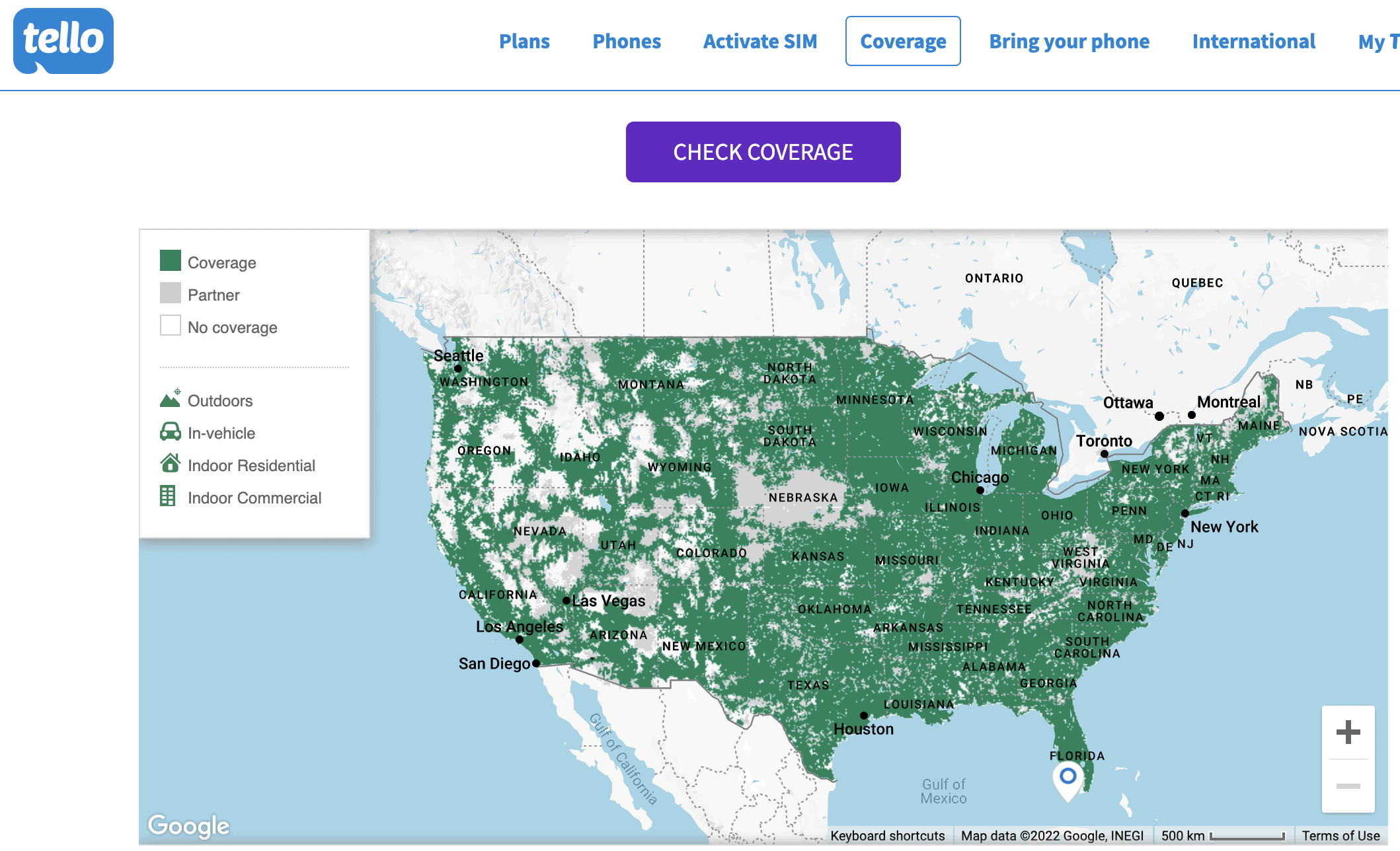 Tello mobile coverage map